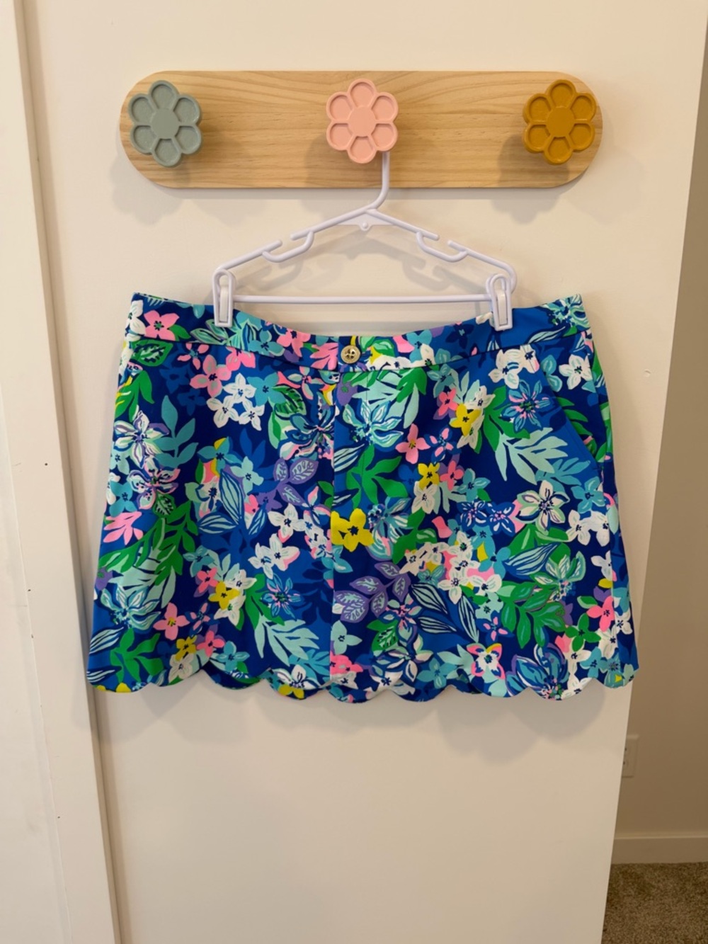 Lilly Pulitzer Blue Floral Scallop-Hem Skort NWT